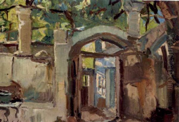 Mediterranean Villa Oil Painting by Georgi Alexandrovich Lapchine