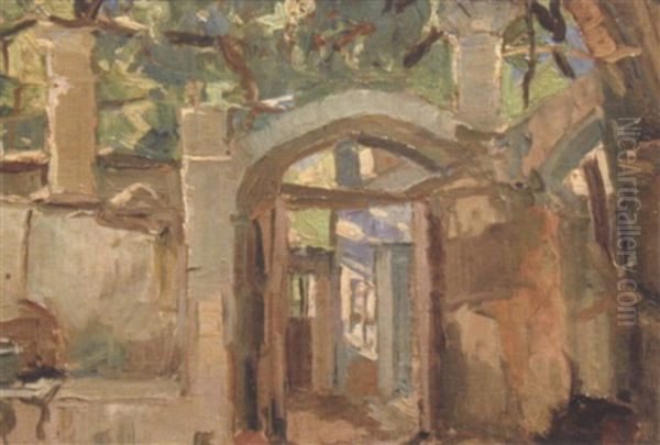 Maison En Foret Oil Painting by Georgi Alexandrovich Lapchine