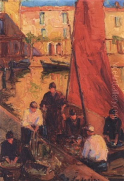 View Of Martigues Oil Painting by Georgi Alexandrovich Lapchine