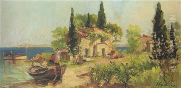 Cap D'antibes Oil Painting by Georgi Alexandrovich Lapchine