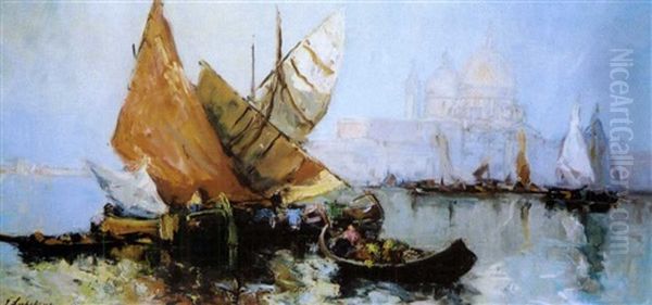 Vue De Venise Oil Painting by Georgi Alexandrovich Lapchine