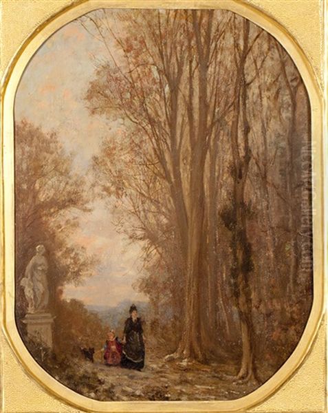 Foret De Fontainebleau Oil Painting by Louis-Emile Lapierre