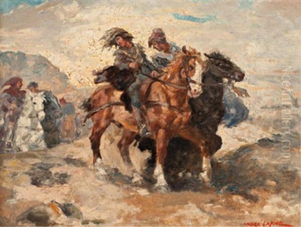 Riders Oil Painting by Andreas Christian Gottfried Lapine