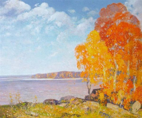 Bright Day, Autumn Oil Painting by Andreas Christian Gottfried Lapine