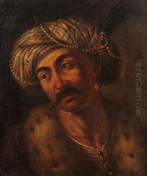 Portrait Of A Man In Turkish Costume Oil Painting by Gaetano Lapis