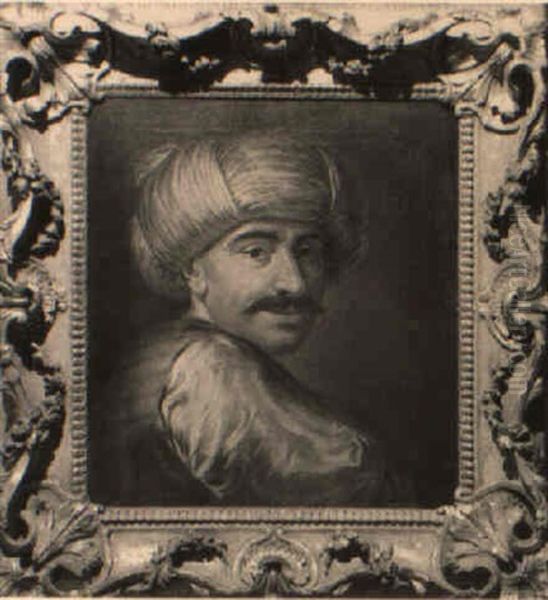 Study Of A Turk Wearing A Red Waistcoat And A Turban Oil Painting by Gaetano Lapis