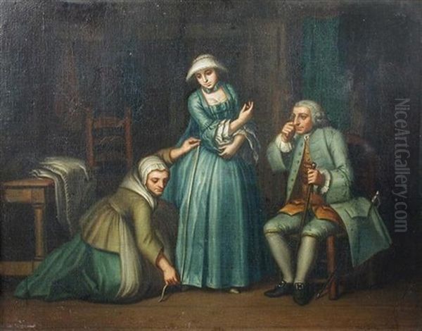 At The Dressmaker (+ At The Shoemaker; Pair) Oil Painting by Hieronymus Lapis