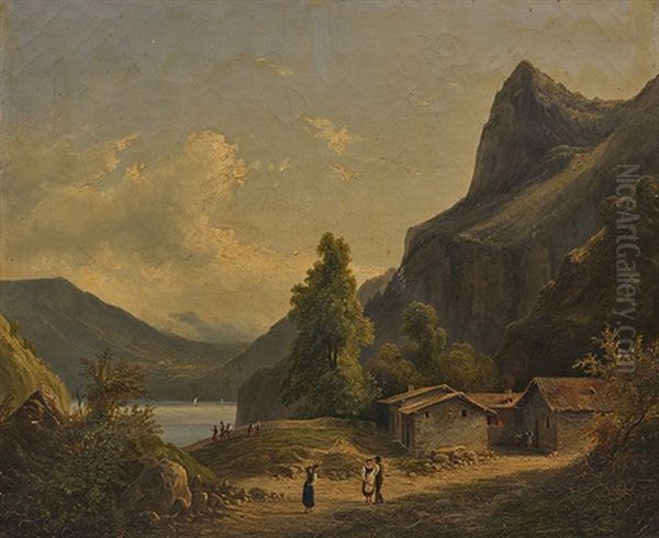 Gegend Um Comersee Oil Painting by Louis Auguste Lapito