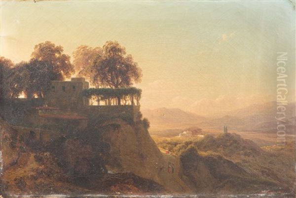 Paysage D'italie Oil Painting by Louis Auguste Lapito