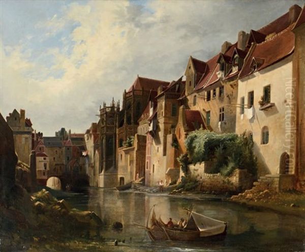 Vue Du Chevet De L'abbatiale De Caen Oil Painting by Louis Auguste Lapito