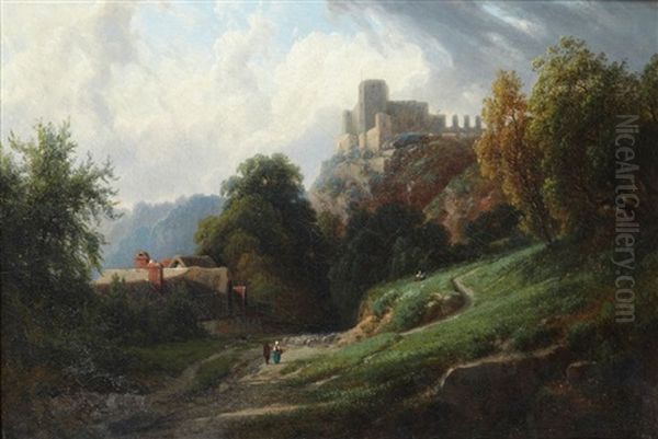 Vue Prise Aux Andelys Oil Painting by Louis Auguste Lapito