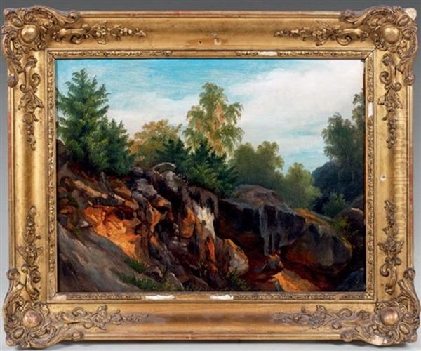 Vue D'une Carriere En Foret De Fontainebleau Oil Painting by Louis Auguste Lapito