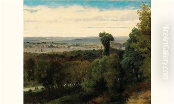 Vue De La Foret De Fontainebleau Oil Painting by Louis Auguste Lapito