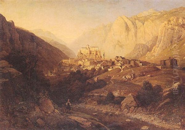 Ansicht Von Corte Auf Korsika Oil Painting by Louis Auguste Lapito