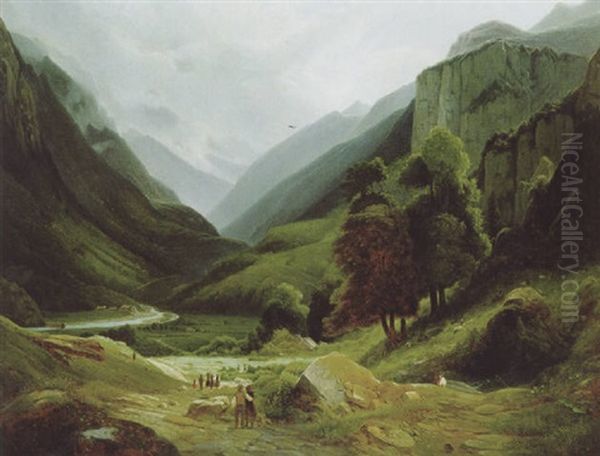 Unterseen Bei Bern Oil Painting by Louis Auguste Lapito