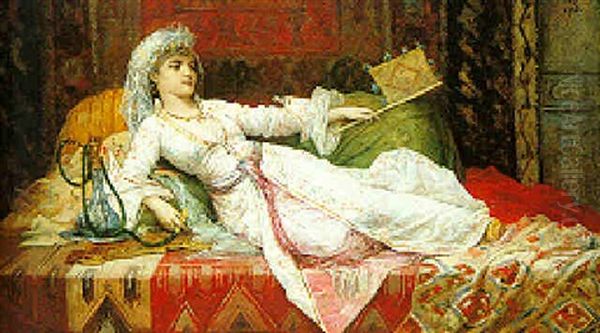 An Odalisque Oil Painting by Emile-Henri LaPorte