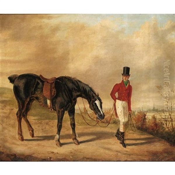 A Huntsman With His Horse Oil Painting by George Henry Laporte