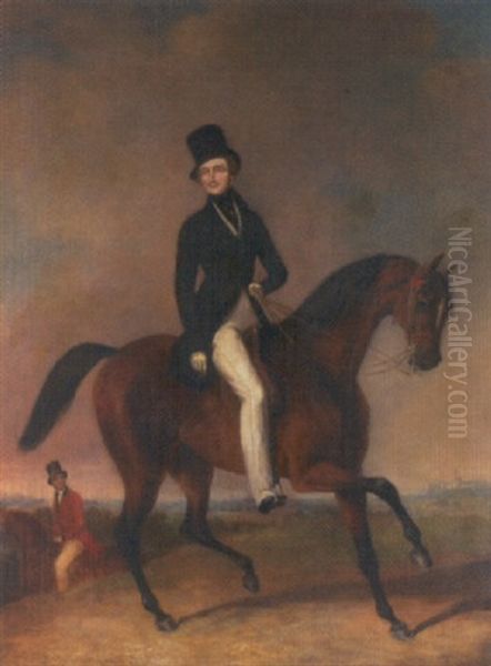 A Gentleman On Horseback Oil Painting by George Henry Laporte