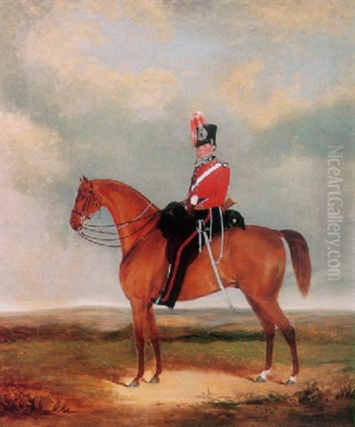 A Portrait Of A Military Officer On His Mount Oil Painting by George Henry Laporte