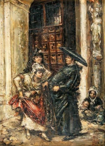 Sevillane Et Cure Oil Painting by Jose Denis Belgrano