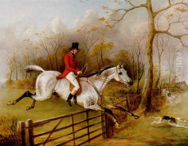 Well Over - Jumping A Five Bar Gate Oil Painting by George Henry Laporte