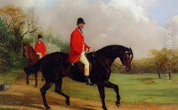 Huntsmen Before A Country House Oil Painting by George Henry Laporte