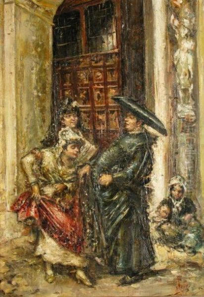 Sevillanes Et Ecclesiastique Oil Painting by Jose Denis Belgrano