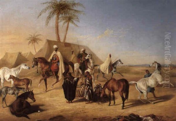 A Barter Among The Tribes Of The Desert Oil Painting by George Henry Laporte