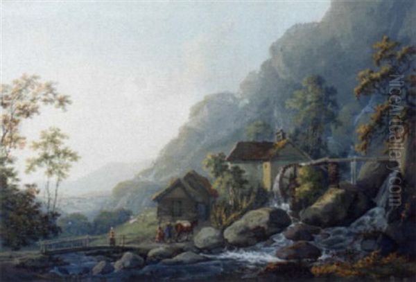 Cynwyd Mill, Merionethshire, Wales Oil Painting by John Laporte