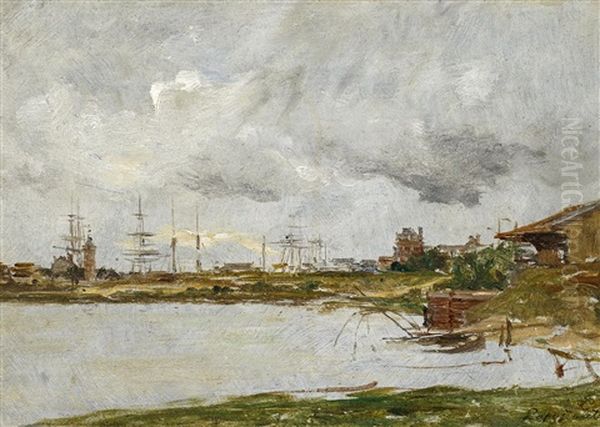 Hafen Von Trouville Oil Painting by Charles Lapostolet