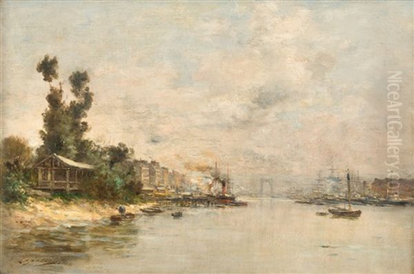 Blick Auf Den Hafen Von Honfleur Oil Painting by Charles Lapostolet