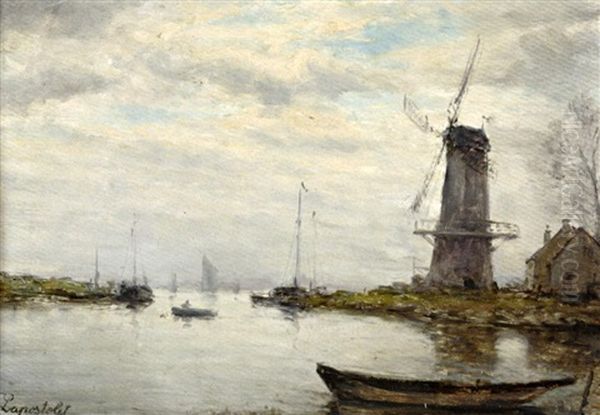 Moulin En Bord De Mer Oil Painting by Charles Lapostolet