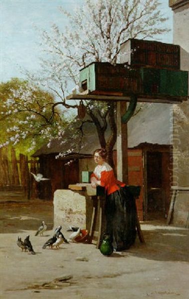 The Bird Keeper Oil Painting by Charles Lapostolet