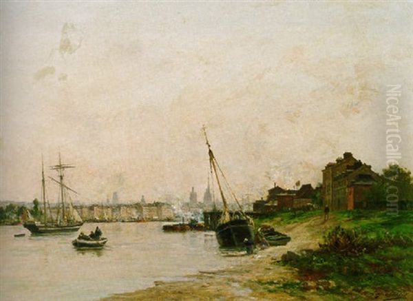 The Port Of Honfleur Oil Painting by Charles Lapostolet