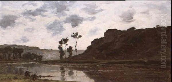 Paysage Au Pecheur Oil Painting by Charles Lapostolet