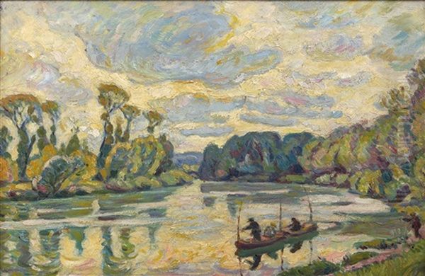 La Seine A Vernon Oil Painting by Pierre Laprade