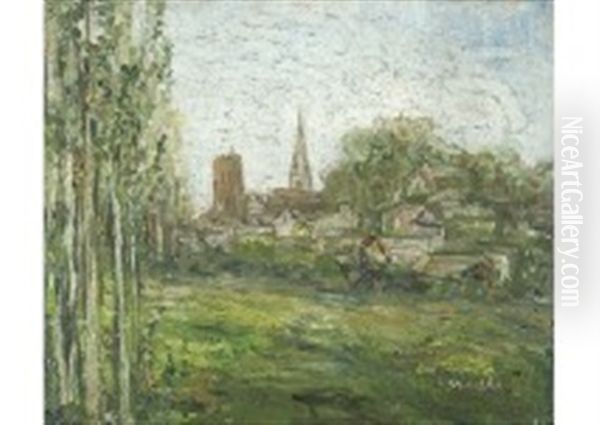 Church Landscape Oil Painting by Pierre Laprade