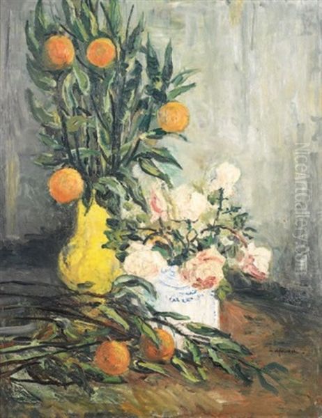 Roses Et Branches D'oranger Oil Painting by Pierre Laprade