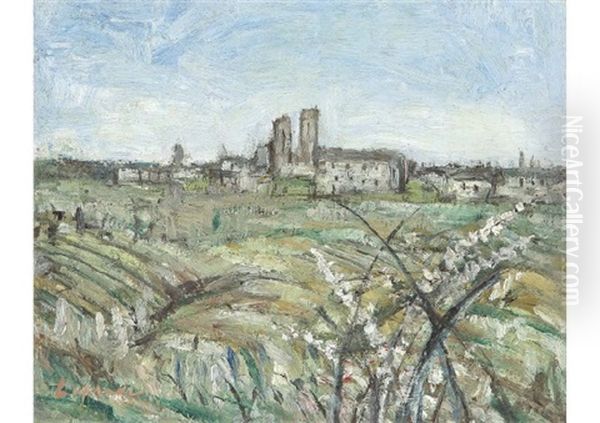 Chartres Distant View Oil Painting by Pierre Laprade