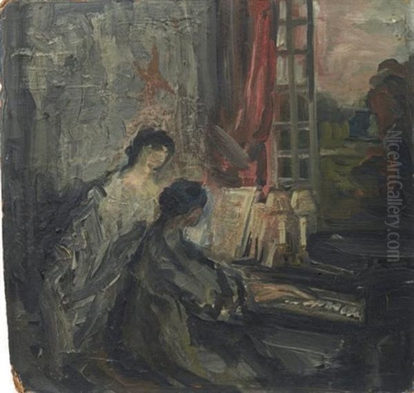 Deux Femmes Au Piano Oil Painting by Pierre Laprade