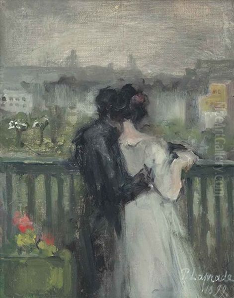 Couple Sur La Terrasse Oil Painting by Pierre Laprade