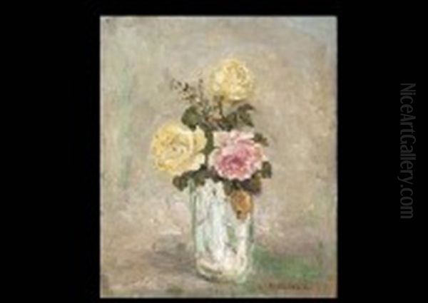 Three Roses In The Pot Oil Painting by Pierre Laprade