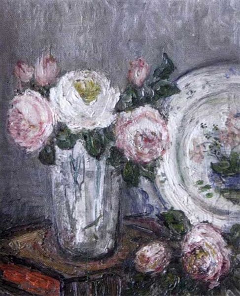 Nature Morte Au Vase De Roses Oil Painting by Pierre Laprade