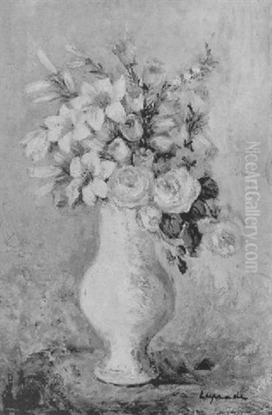 Bouquet De Fleurs Blanches: Lys Et Roses Oil Painting by Pierre Laprade