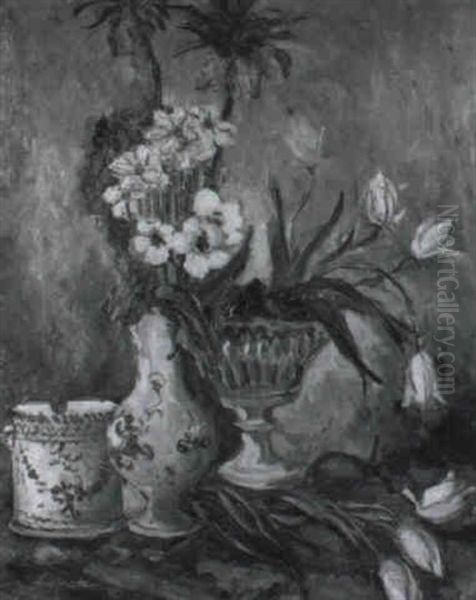 A Still Life With Flowers Oil Painting by Pierre Laprade