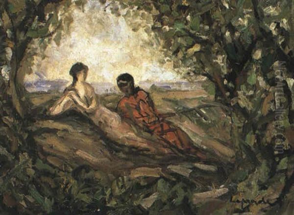 Couple Dans Un Sous-bois Oil Painting by Pierre Laprade