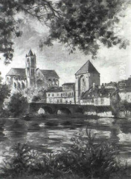 L'eglise Au Bord De L'eau (moret-sur-loing) Oil Painting by Pierre Laprade