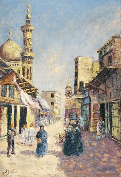 Strasse In Kairo Oil Painting by Adolfo Belimbau