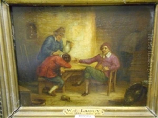 Scene De Taverne Ou Le Fumeur Endormi Oil Painting by Willem Joseph Laquy