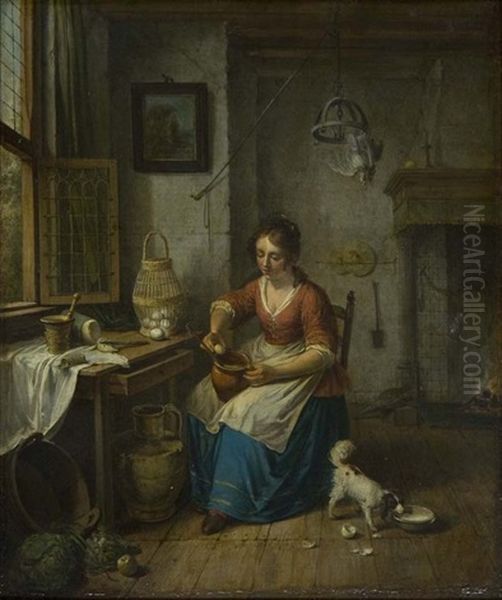 Preparing A Meal Oil Painting by Willem Joseph Laquy